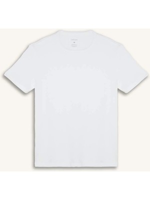 DeFacto Slim Fit Basic Bisiklet Yaka Ribana Beyaz Tişört H7591AX26SP