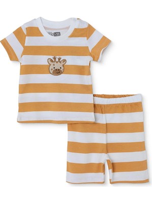Hellobaby Erkek Bebek Yenidoğan Tshirt-Şort Gömlek Yaka Kısa Kol Reçme Paça