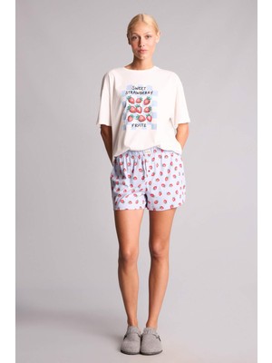 DeFacto Regular Fit Kısa Kollu 2'li Açık Mavi Şortlu Pijama Takımı H6378AX26HS