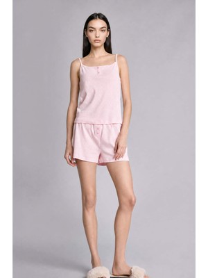 DeFacto Regular Fit Kısa Kollu 2'li Açık Pembe Şortlu Pijama Takımı H6955AX26SM