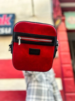 Nemere CH102 - Stealht Kare Erkek Çanta Sıyah - Kırmızı