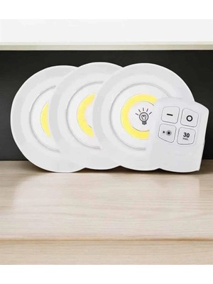 Armüz Spot Lamba LED Işık 3'lü Uzaktan Kumandalı Pilli Yapışkanlı Kablosuz