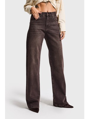It's Basic Kadın Koyu Kot Lora 2s6-16 Loose Fit %100 Koton Denim Jean
