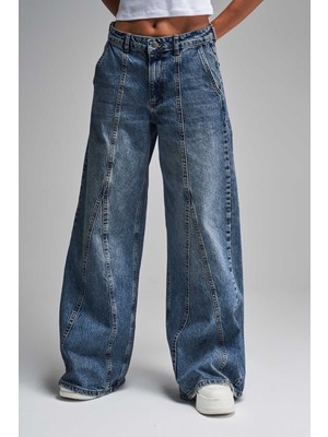 It's Basic Kadın T.kot Rengi Palazzo Fit Tasarım Denim Jean