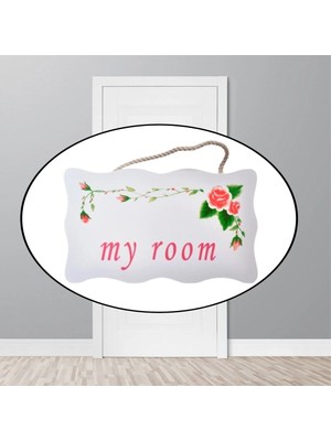 Kaia Life Decotown My Room Benim Odam Dekoratif Çiçek Desenli Kapı Askısı