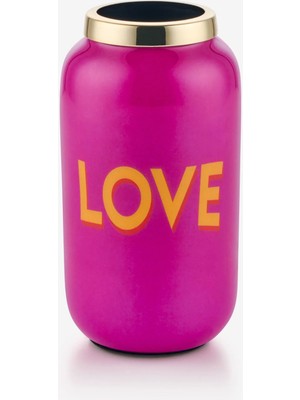 Gift Company Pembe Demir Çelik Love Vazo 6X12X6 cm