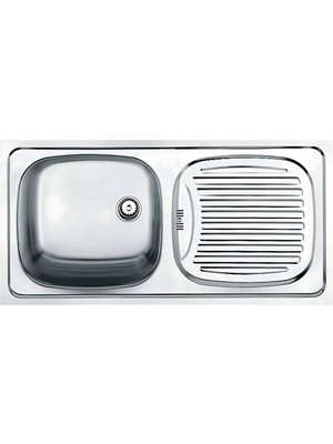 Teka Eviye EBM 45 Sol Düz Dokusuz Sifonlu 86x43,5 cm Paslanmaz Çelik Mutfak Tezgahı