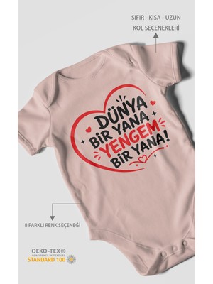Morivo Kids Dünya Bir Yana Yengem Bir Yana Kısa Kollu Bebek Body %100 Pamuk