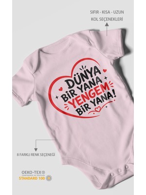 Morivo Kids Dünya Bir Yana Yengem Bir Yana Kısa Kollu Bebek Body %100 Pamuk