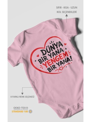 Morivo Kids Dünya Bir Yana Yengem Bir Yana Kısa Kollu Bebek Body %100 Pamuk