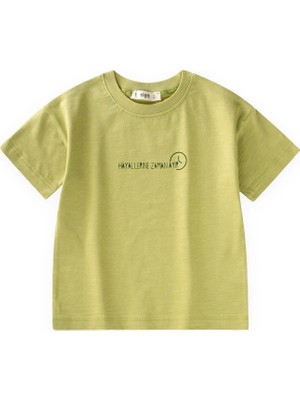 Cigit Slogan Baskılı T-Shirt 2-10 Yaş Arası Lime
