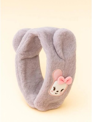 Bony Socks Kulaklı Hayvan Aksesuarlı Peluş Atkı Lila
