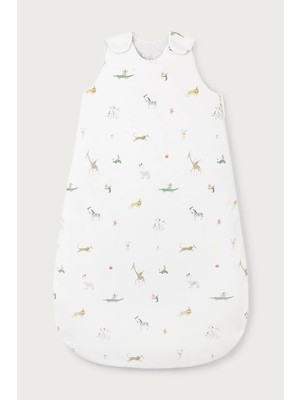 The White Company Organik Pamuklu Çift Taraflı Parti Hayvanları Desenli Bebek Uyku Tulumu