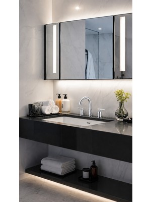Newarc Newart 3 Delikli Lavabo Bataryası-Krom