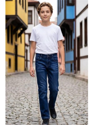 Pina Kids Erkek Çocuk Bıyık Detaylı Likralı Kot Pantolon PNT6016