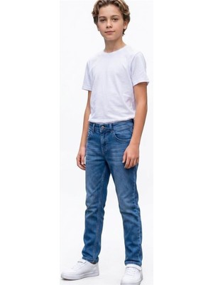 Pina Kids Erkek Çocuk Bıyık Detaylı Likralı Kot Pantolon PNT6016