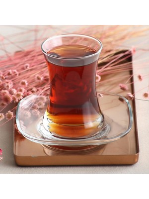 Lav Zen Cam Çay Seti 6 Kişilik 170 ml (6 Çay Bardağı, 6 Çay Tabağı)