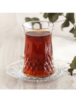 Lav Odin Cam Çay Seti 6 Kişilik 170 ml (6 Çay Bardağı, 6 Çay Tabağı)