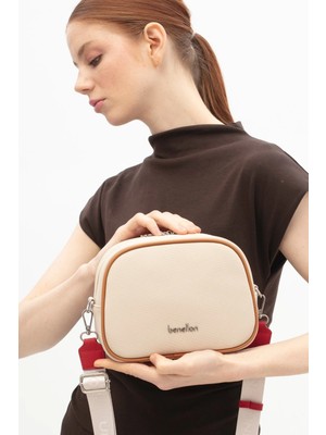 Benetton Kadın Kol Çantası BNT1838 Bej-Camel-Kırmızı