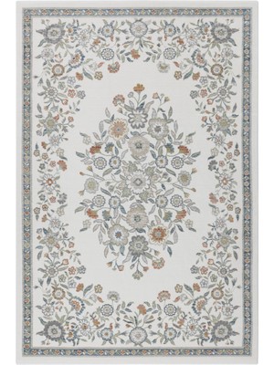 Cool Halı Floor Krem Çiçek Desenli Yumuşak Salon Oturma Odası Dört Mevsim Vintage Halı Robot Süpürge Uyumlu