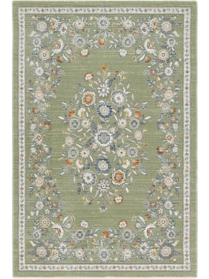 Cool Halı Floor Yeşil Çiçekli Vintage Klasik Salon Oturma Odası Yazlık Robot Süpürge Uyumlu Pati Dostu Halı