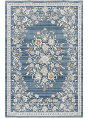 Cool Halı Floor Mavi Çiçek Desenli Vintage Salon Oturma Odası Mutfak Balkon Dört Mevsim Pati Dostu Halı