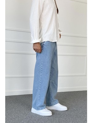 Alışveriş Sokağı Mavi Baggy Kalıp Denim Yazlık Ince Kumaş Jean - Kot Pantolon