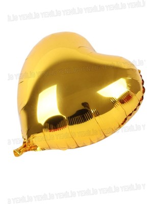 Yenilig Altın Sarısı Kalp Folyo Balon 45 cm Helyum ve Hava ile Şişirilebilir