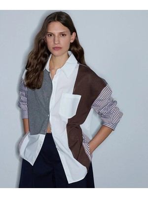 İpekyol Kumaş Mix Oversize Gömlek IW6260025140074