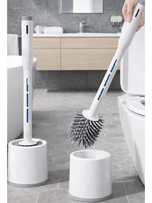 Mucit Home Deterjan Hazneli Silikon Uçlu Tuvalet Fırçası Klozet Temizleme Fırçası