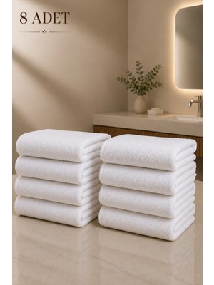 Formeya 8 Adet Otel Havlusu Beyaz 50x85 cm 200 gram Bukle - Armür El Yüz Havlusu