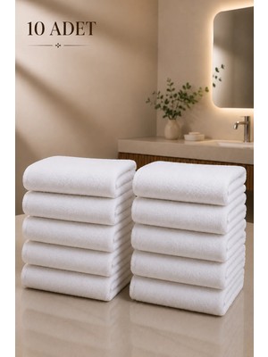 Formeya 10 Adet Otel Havlusu Beyaz 50x85 cm 200 gram Bukle - Armür El Yüz Havlusu
