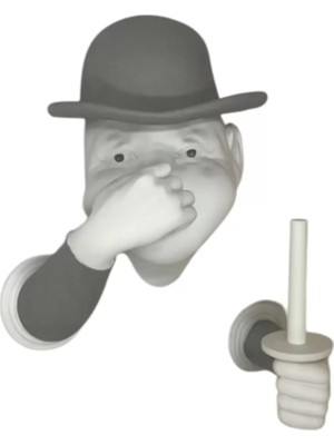 P Parla 3D Insan Figürlü Tuvalet Kağıdı Askılığı – Eğlenceli Banyo Dekoru Gri