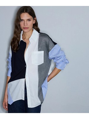 İpekyol Kumaş Mix Oversize Gömlek IW6260025140015