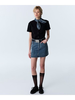 Twist Yakası Bağlamalı Denim Mıx Elbise TW6260002152089