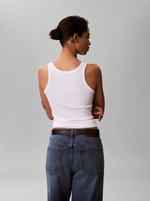 Calvin Klein Kadın / Kız Beyaz Calvin Klein Contour 2x2 Rıb Grap, Yaf, M Beyaz Kadın Atlet