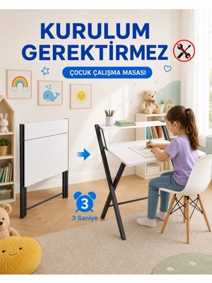 Unisoft Katlanır Çalışma Masası Raflı Laptop Masası Bilgisayar Masası Küçük Çalışma Masası Çocuk Öğrenci Ders Masası Dobo