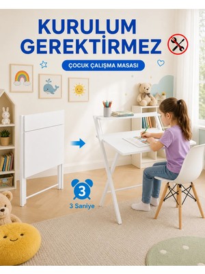 Unisoft Katlanır Çalışma Masası Raflı Laptop Masası Bilgisayar Masası Küçük Çalışma Masası Çocuk Öğrenci Ders Masası Dobo