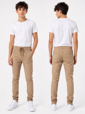 Dıgıl Kids Ribana Bel Kanvas  Lise Boy Okul Pantalonu Likralı Unisex