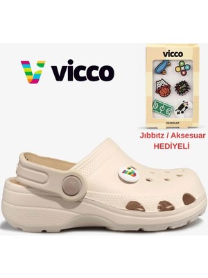 Vicco Didim Jıbbıtz Aksesuar Hediyeli Ortopedik Unisex Çocuk Terlik Bej
