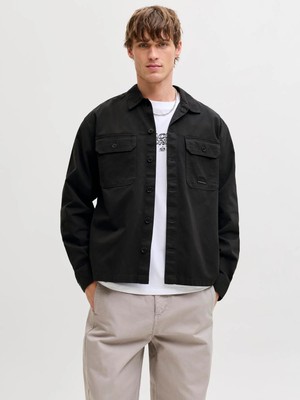Jack & Jones Jcoben Classıc Fusıon Badge Overshırt Black