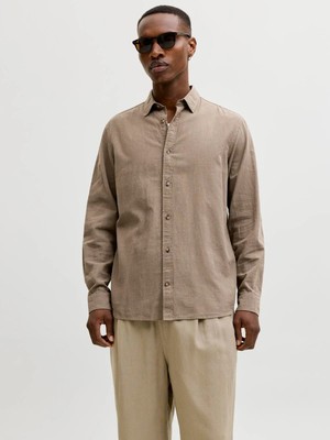 Jack & Jones Jjesummer Lınen Blend Shırt L/s Sn Falcon