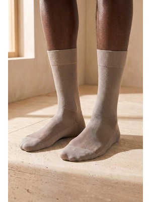 Merserize Fileli Erkek Soket Çorap Gri