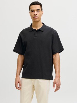 Jack & Jones Jjeharrıson Structure Polo Ss Ln Black