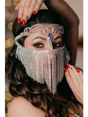 Zurafa Shop Gümüş Renk Hologramlı Dansöz Maskesi