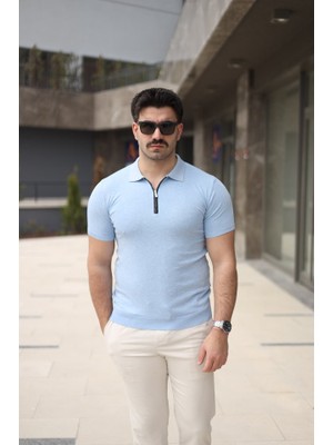 Venera Butik Erkek Polo Yaka Fermuar Detaylı Tişört