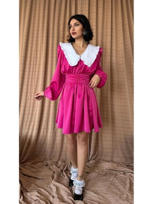 Venera Butik Fuşya Bebe Yakalı Elbise