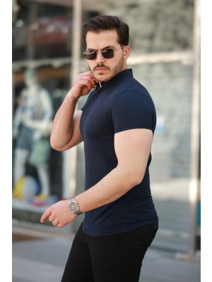 Venera Butik Erkek Hakim Yaka Dokuma Pamuklu Kumaş Kısa Kollu T-Shirt