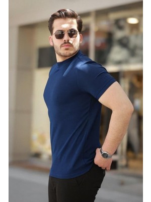 Venera Butik Erkek Yarım Balıkçı Yaka Kısa Kollu T-Shirt