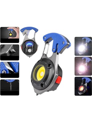 Tekno Hediye Powermaster - Çok Fonksiyonlu Şarjlı LED El Feneri Anahtarlık 500 Lümen Kamp Lambası Tornavidalı Kesicili Mıknatıslı Cep Feneri